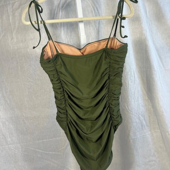 J. Crew One Piece Ruched Swimsuit in Olive Green - Size 14 - Picture 4 of 9